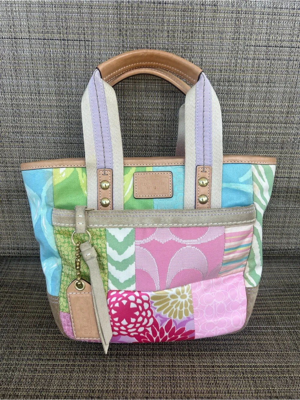 RARE Vintage Coach Y2K Hamptons Floral Weekend Small Patchwork Tote Purse Bag